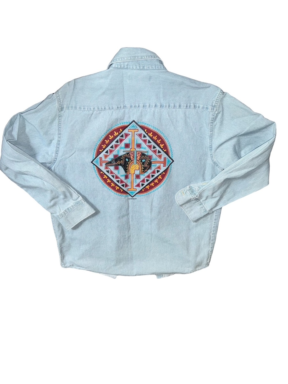 Vintage 90’s Western Light Wash Denim Long Sleeve Button Up Size M